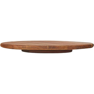 Round Wooden Serving <b>Plate</b> Natural Acacia Wood Handcrafted Single Tier Modern Rustic Kitchen Tableware Durable Storage Holder - Product Image 5