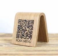 Support de menu en bois gravé avec code QR personnalisé SON TRA CRAFT, support de table moderne rectangulaire en bois naturel antique