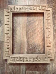 Traditional Hand Carved Solid Wood Decoative <b>Photo</b> <b>Frame</b> with Geometric Greek Key Pattern for Premium Home Tabletop Decor - Product Image 3