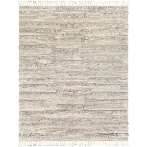 Tapis d'intérieur artisanal en laine et acrylique rayé bleu beige vert, style bohème, à poils longs, rectangulaire, pour salon, avec franges - Product Image 3