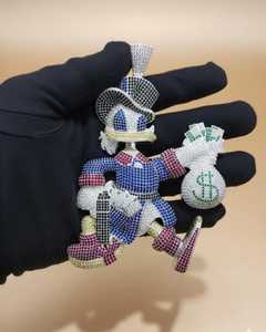 Colgante Personalizable de Dibujos Animados para Hombre, Totalmente Cubierto de Piedras, Personaje de Dibujos Animados, Estilo Hip Hop, Lujo, Moissanita, Bañado en Rodio, Colgante de Plata 925 para Rapper - Product Image 2