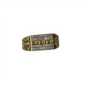 Anillo de Sello de Lujo Dorado para Hombre, con Circonita Cúbica Cuadrada Iced Out, Joyería Hip Hop, Anillo de Dedo de Boda con Diamantes CZ para Hombre - Product Image 1