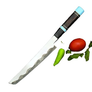 Cuchillo de filetear de acero de Damasco forjado a mano Ahmad Fabric, mango de madera ambidiestro, acabado mate, hoja de 7 pulgadas, extra afilado, con funda de cuero. - Product Image 1