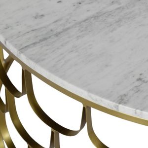 โต๊ะกาแฟสไตล์โมเดิร์น โต๊ะกาแฟสแตนเลสหรูหรา โต๊ะกาแฟโลหะพร้อมท็อปหินอ่อน เฟอร์นิเจอร์สำหรับห้องนั่งเล่น - Product Image 6