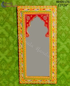Nirmala Handicrafts Wooden Handpainted <b>Mirror</b> Handicraft <b>Mirror</b> <b>Mirror</b> for Home Living Room Decoration - Product Image 5