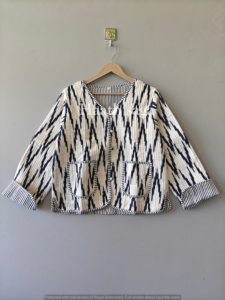 Floral Print Cotton Quilted <b>Jacket</b> - Hand Block Printed <b>Jacket</b> <b>For</b> <b>Women</b> - Product Image 5