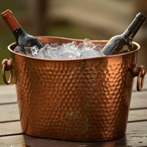 ถังน้ำแข็งเหล็กสำหรับเบียร์ ไวน์ เครื่องดื่ม ดีไซน์ดั้งเดิม งานแฮนด์เมด สไตล์โบราณ สำหรับงานปาร์ตี้ - Product Image 2