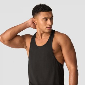 Men's Black Sleeveless Tank <b>Top</b> O-Neck Solid Knitted Casual Wear - Product Image 1