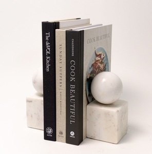 Juego de sujetalibros de mármol modernos, geométricos, de piedra, de lujo, resistentes, con diseño de esfera, arco y cubo. - Product Image 2