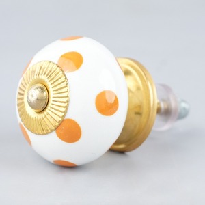 Bouton de meuble en céramique rond, motif pois blanc moutarde, poignée de tiroir de cuisine traditionnelle, bouton de meuble durable pour armoire - Product Image 5