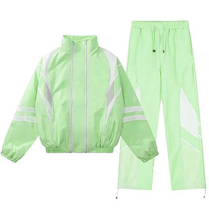 <b>Women</b> Lightweight Nylon Windbreaker Zipper Tracksuits 100% Polyester Oversized Long Sleeve Windbreaker <b>Jacket</b> & Jogger Pant Sets - Product Image 2