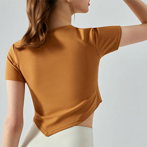 Nouveau design, meilleure vente : T-shirt court confortable pour femme grande taille, style streetwear, uni, 100 % coton, manches courtes, tricoté - Product Image 5