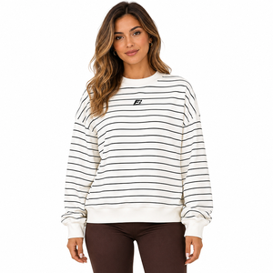 Heavyweight Custom Women's Formal Knitted Cotton Pullover Hooded Sweatshirt with Front Logo Solid Color Round Neck Sweatshirt - Product Image 2
