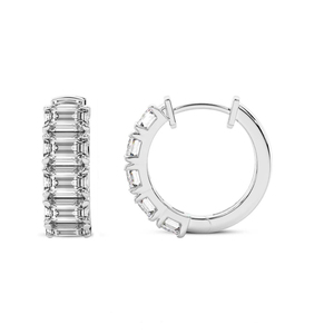 Hermosos Pendientes de Aro de Oro Sólido de 18k con Esmeralda Darya y Diamantes de Laboratorio (3 CT.) Tw. Pendientes con certificado IGI para mujer - Product Image 2