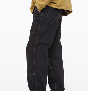 Jean en denim coupe droite taille mi-haute pour homme, couleur unie, écologique, respirant, en Spandex/Polyester, décontracté, pour l'hiver - Product Image 2