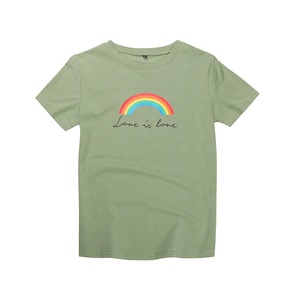 2022 Summer <b>Short</b> <b>Sleeve</b> <b>Women's</b> T-<b>Shirts</b> <b>White</b> Round Neck Graphic Printed Rainbow Letter T-<b>Shirt</b> Plus Size Option Available - Product Image 6