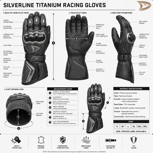 Gants de course moto OEM en cuir, gants de protection pour la conduite, gants de moto sportifs avec protection des articulations en fibre de carbone, fabricant - Product Image 6
