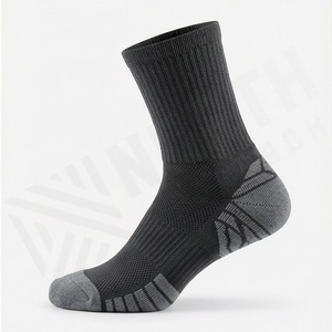 Black Crew <b>Socks</b> Breathable Polyester Spandex Running Athletic Sport <b>Socks</b> for Adults Summer Use - Product Image 3