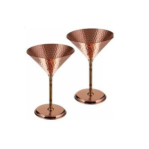 Vintage Hammered Copper Coupe Goblet | Luxury Barware & Hospitality Drinkware - Product Image 1