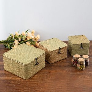 Boîtes décoratives en jonc de mer naturel pour invités, boîte à bonbons de mariage tressée à la main - Product Image 5