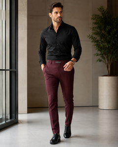 Pantalon habillé décontracté pour homme Active Squad, coupe droite, en molleton 100 % coton, poids moyen, boutonné, infroissable, avec ceinture, devant plat - Product Image 6