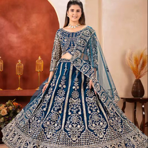 Latest Women Wedding Party Festival Wear Butterfly Net <b>Material</b> Lehenga Choli <b>Sequins</b> Codding Embroidery Work Recycled <b>Materials</b> - Product Image 1
