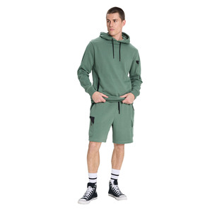 Ensemble sweat à capuche et short assorti pour homme en molleton de coton respirant bicolore, style décontracté printemps - Product Image 2