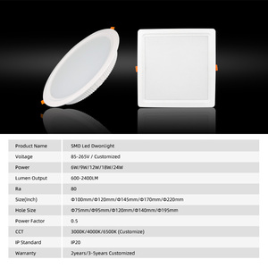 12W 18W 24W <span class=keywords><strong>LED</strong></span> Downlight da incasso 6W 9W <span class=keywords><strong>pannello</strong></span> del soffitto Spot luce rotonda piazza 15W 30W SMD COB <span class=keywords><strong>Led</strong></span> giù faretto - Product Image 2