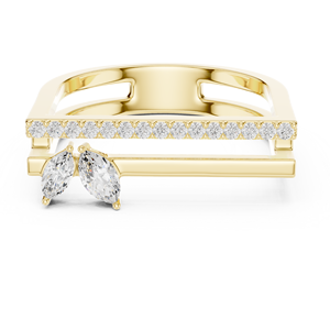 Anillo Abierto Moderno con Diamante Cultivado en Laboratorio, Oro Amarillo, Diamante Marquise, Anillo Contemporáneo para Boda, Aniversario o Fiesta - Product Image 4