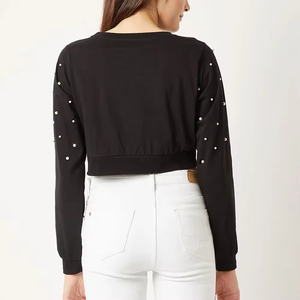 Camiseta Corta de Manga Larga para Mujer, Económica, de Alta Calidad, Fabricada con Tela de Algodón y Poliéster, en Oferta - Product Image 3