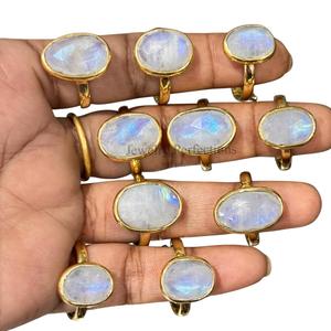 New Trendy <b>Moonstone</b> Brass Bezel <b>Rings</b> , Wholesale Handmade All sizes bulk <b>Rings</b> for women Factory Hot Selling - Product Image 1