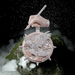 Unicorn Moissanite Spike Hiphop Pendant Charm 925 Silver <b>Gold</b> Plated Round <b>Disc</b> Claw Setting Luxury Jewelry for Party - Product Image 1