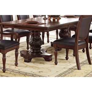 Tavolo da Pranzo Rettangolare Royal con Base a Doppio Piedistallo, 1 Pezzo, Tavolo Formale Marrone Rettangolare per Sala da Pranzo - Product Image 4