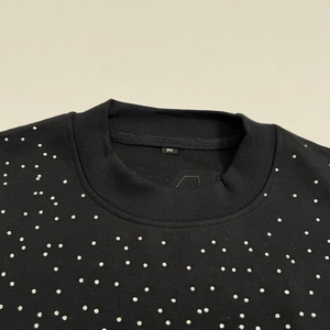 Camisetas transpirables con pedrería para hombre, precio al por mayor, ropa de calle, camisetas con pedrería estampadas a la moda, diseño de logotipo personalizado - Product Image 2