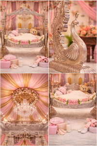 Berceau à bascule en argent poli personnalisé avec motif paon pour bébés, idéal pour les cérémonies de baptême, modèle Palna, en argent allemand, pour Maurice et le Royaume-Uni - Product Image 6