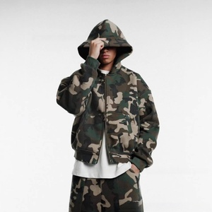 Men's Camouflage Hooded Sweatshirt Oversized Fit Regular Sleeve French Terry Casual Style Winter Wear 100% Cotton Breathable - Product Image 1