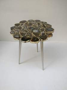 Table basse ronde noire et dorée de qualité supérieure avec plateau en marbre et métal, collection de tables, prix de gros - Product Image 2