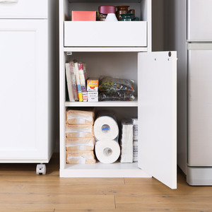 Modern White Lockable Wood Living Room Cabinet Flat Panel Door 4 Drawers 0 <b>Shelves</b> <b>Adjustable</b> Storage Minimalist Design Home - Product Image 4