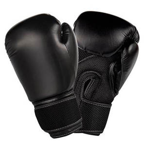 Professional Boxing Training <b>Gloves</b> Leather <b>Pull</b>-On Closure Quick Drying Breathable Laced Wrist for Adults Black - Product Image 1