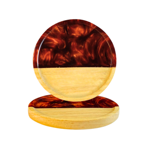 Ensemble de 2 sous-verres en bois pour cocktails, accessoires de bar classiques ronds, réutilisables - Product Image 2