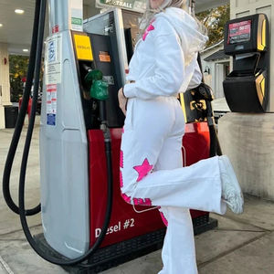 Ensemble 2 pièces Y2K pour femme – Veste patchwork à étoiles et pantalon à jambe droite |   Ensemble de survêtement imprimé lettres High Street - Product Image 3