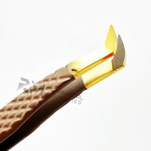 Pince à épiler RMI personnalisée en acier inoxydable nano à 90 degrés, noire-or, à pointe en fibre pour extensions de cils volume - Product Image 3