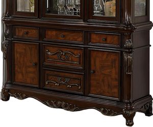 Armoire de rangement classique de luxe en bois de mahogany massif avec finition naturelle foncée pour chambre à coucher et salon - Product Image 5