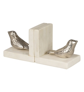 Latest design cast Aluminium bird bookends white marble base nickel plated vintage style decorative bird bookend bookshelf - Product Image 3