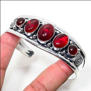 Handmade <b>Red</b> Onyx Gemstone Bangle: Teardrop Boho Jewelry - Product Image 4
