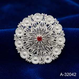 Collier de fleurs plaqué or avec pierre de rubis pour femmes, bijoux de mariage A-32041 - Product Image 2