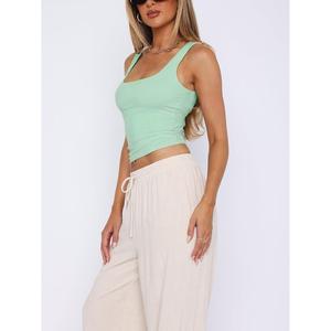Nouveau débardeur carré uni pour femme 2026, vert menthe, court, sans manches, respirant, ODM OEM - Product Image 4