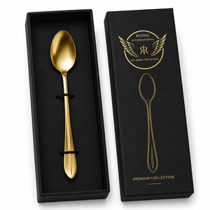 Cuchara Dorada con Diseño Floral, Cuchara de Acero Inoxidable Premium para Café y Té, Caja de Regalo de Lujo, Cubertería Elegante - Product Image 5