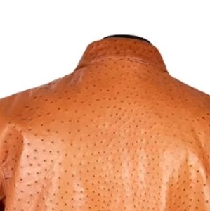 Veste en cuir d'autruche gaufré de luxe pour homme, style motard classique, en cuir véritable, service OEM ODM, échantillon disponible en gros - Product Image 4