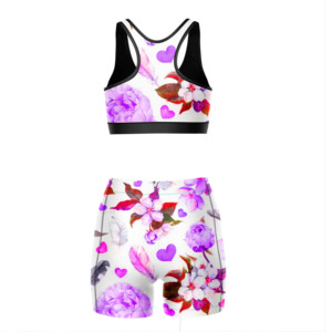 Conjunto de Yoga Personalizado al por Mayor para Mujer, 2 Piezas, Sujetador Deportivo y Pantalones Cortos de Cintura Alta, Estampado, Ropa Deportiva para Gimnasio, Conjunto a Juego para Entrenamiento, OEM - Product Image 4